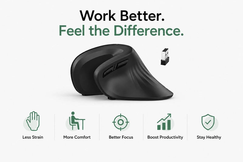 Ergonomic Wireless Mouse | Reduce Wrist Strain
